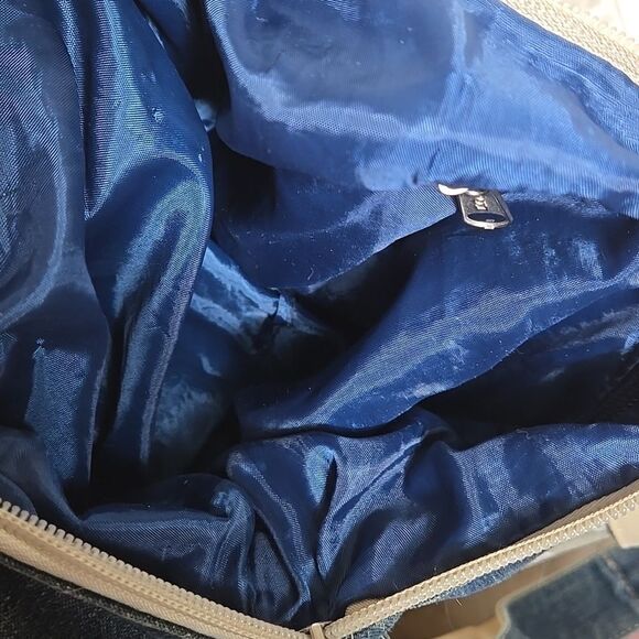 Butterfly Denim Shoulder Bag with  Multicolor Accents - Picture 8 of 8